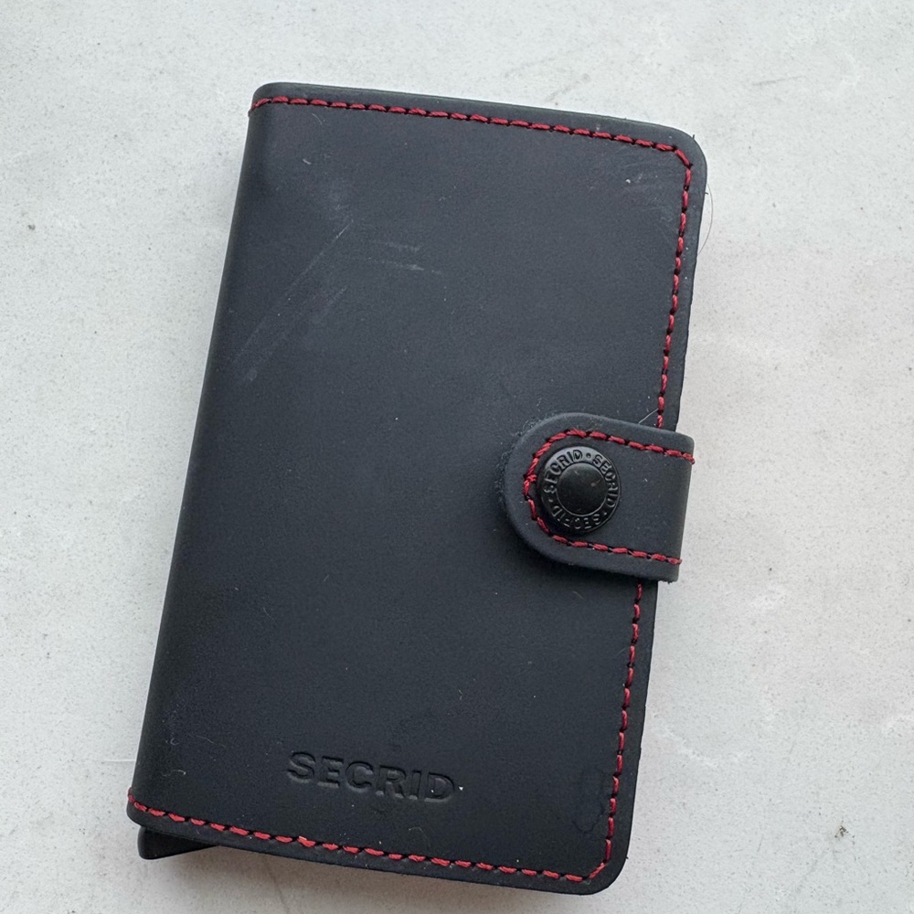 Secrid Black Card Holder with Red Stitching - Men’s Key & Card Holder